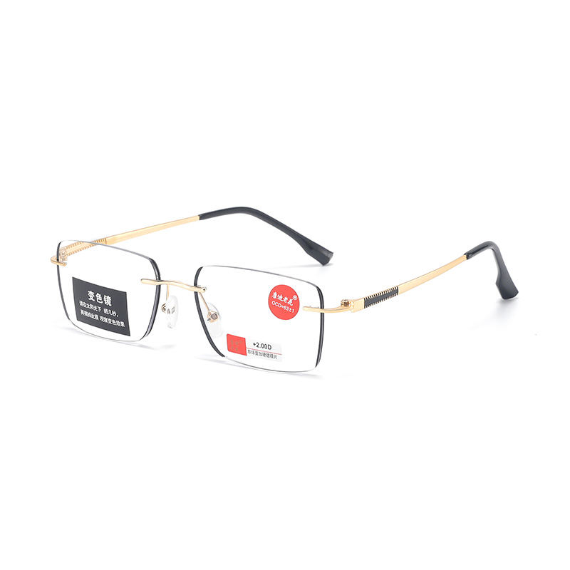 Rimless Trendy Stainless Anti Blue Light Fashion Reading Glasses Men